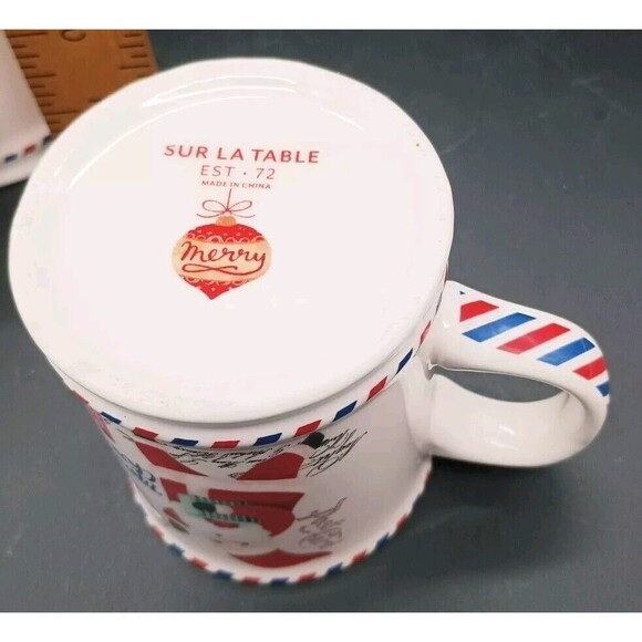 Sur La Table Santa Claus Post Card Mugs Child Hot Chocolate Espresso 8 Oz - Picture 8 of 8